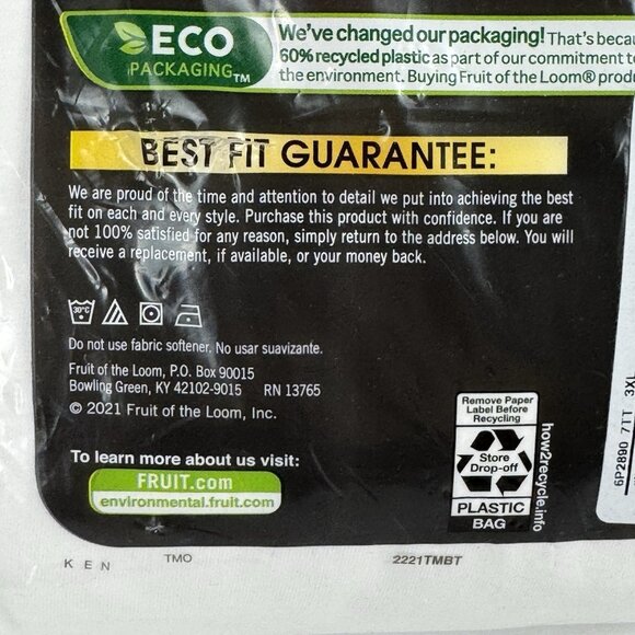 Fruit of The Loom NEW 6 White 3XL 54-56 Inch Crew Neck T-Shirts 100% Cotton - Picture 7 of 9